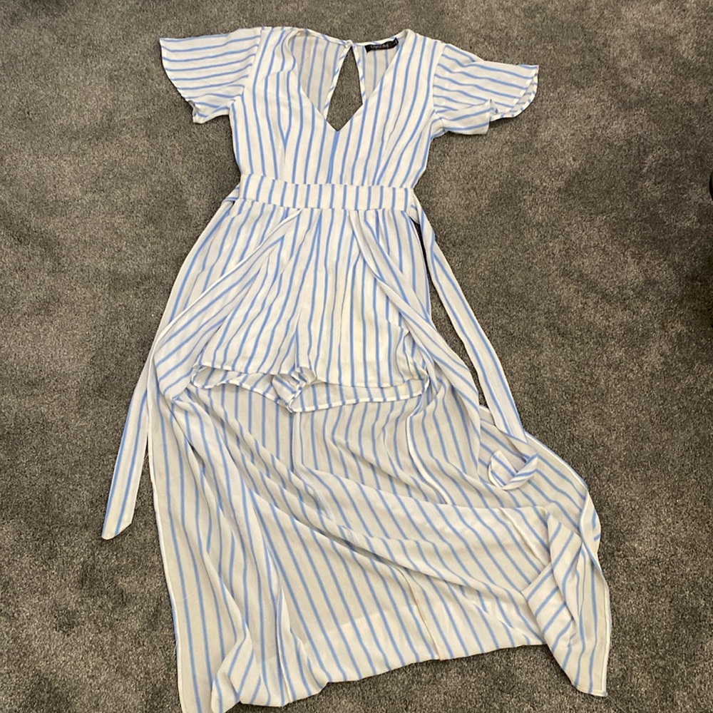 Blue and White Dress Romper Size 3